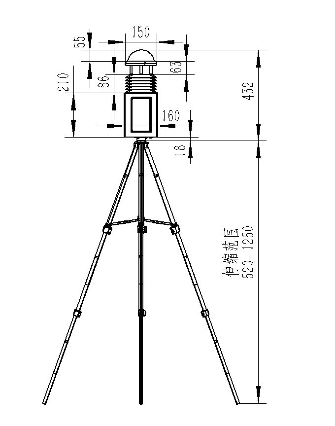 一體化氣象監測設備產品尺寸圖