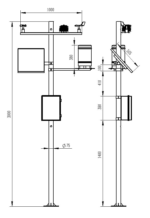 智能氣象監測系統產品尺寸圖