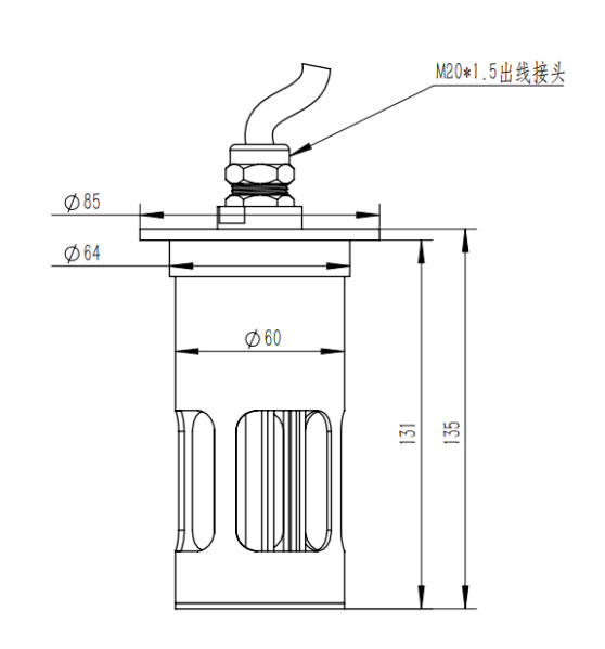 輸電線路結(jié)冰傳感器產(chǎn)品尺寸圖